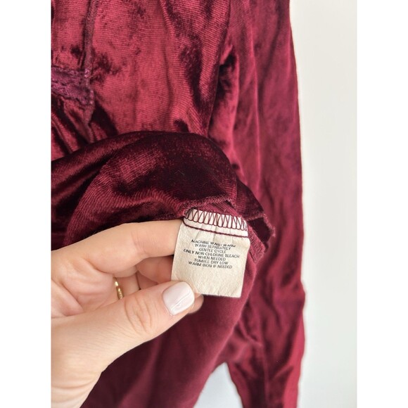 Vintage At Last & Co Red Velvet Crochet Lace Up Whimsigoth Top Size M - Picture 5 of 9